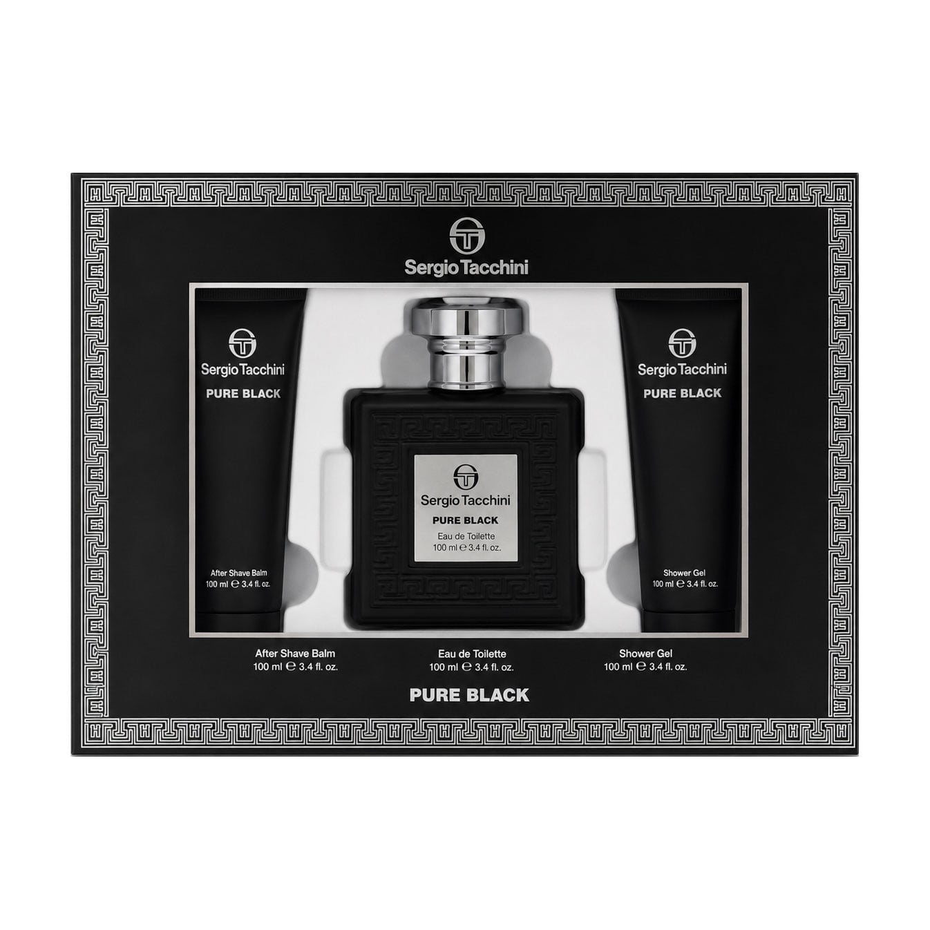 Парфумований чоловічий набір Sergio Tacchini Pure Black (туалетна вода, 100 мл + гель для душу, 100 мл + бальзам після гоління, 100 мл)